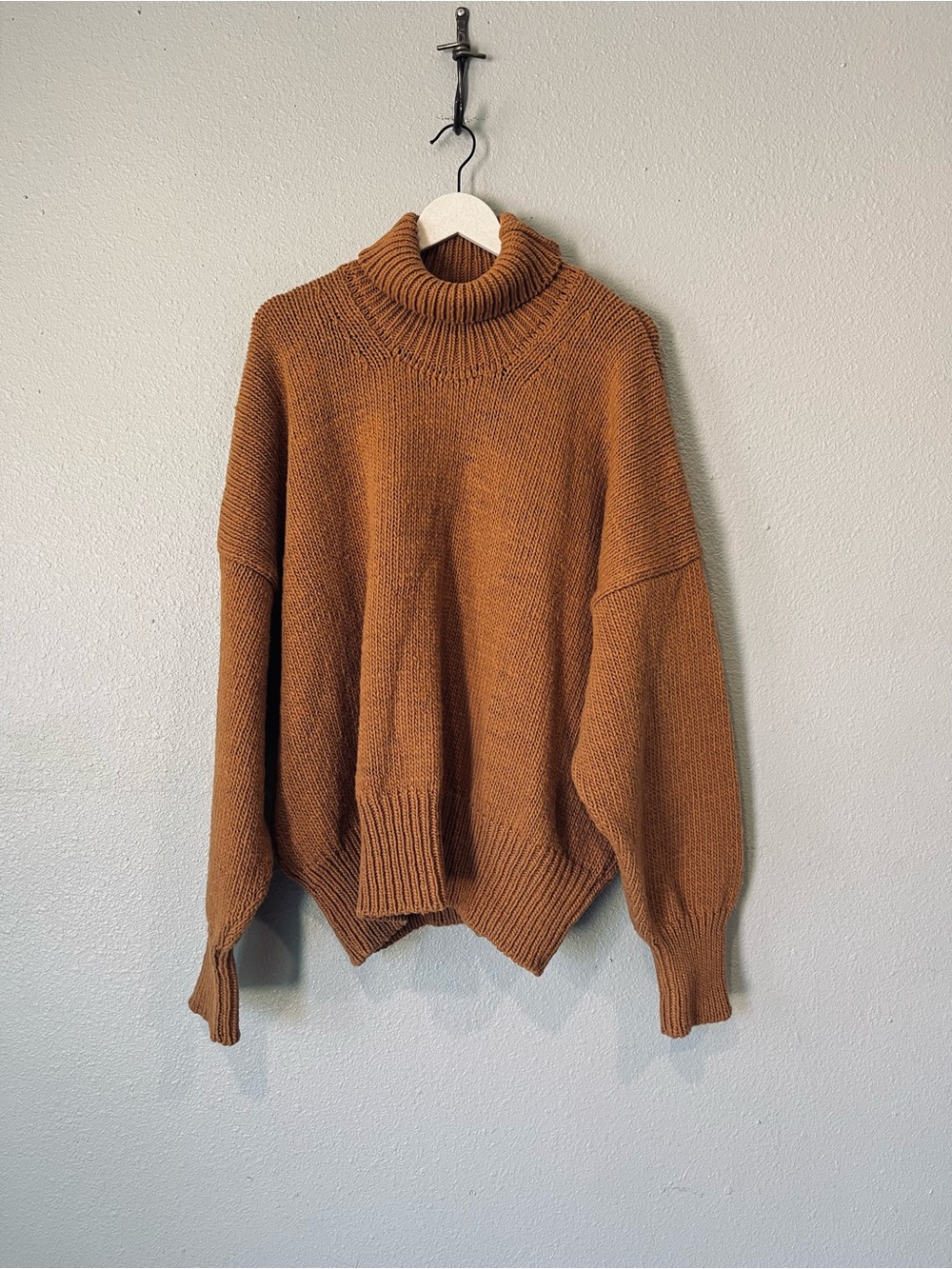 Babaa 100% Eco Wool Oversized Jumper Turtleneck Sweater No17 Nogal One Size - Picture 2 of 8